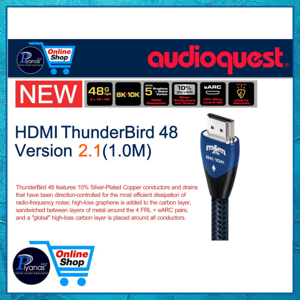 สาย HDMI AUDIOQUEST : HDMI-THUNDERBIRD 48 VERSION 2.1 (1.0 เมตร)